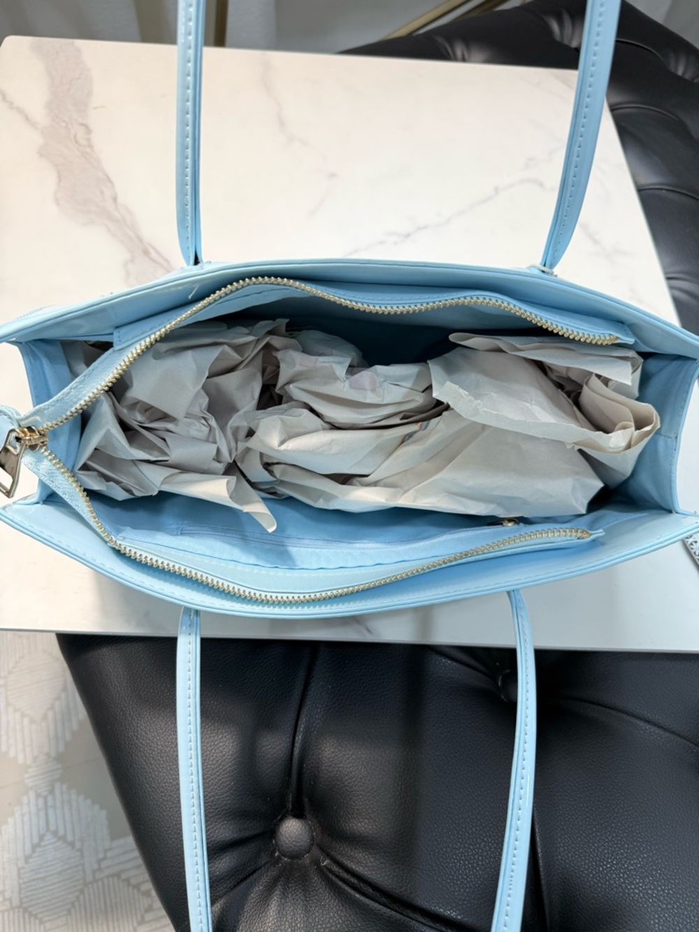 KAYLA & AVA Light Blue Patent Shoulder Bag - Picture 2 of 11